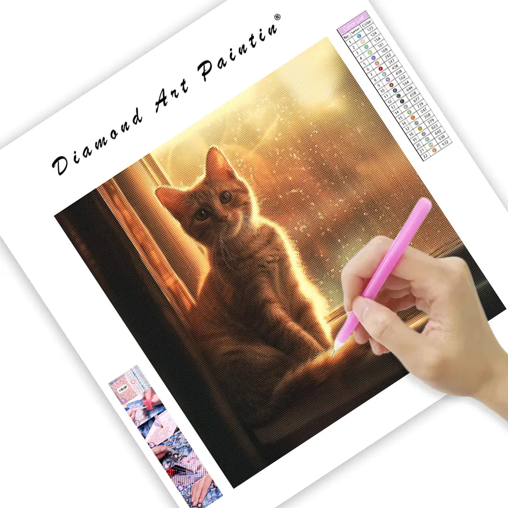 Happy Golden Cat - Diamond Painting