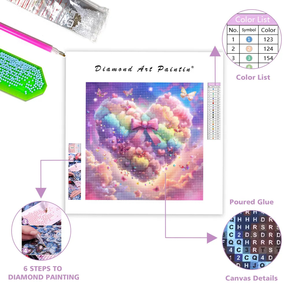 Pastel Heart Rainbow - Diamond Painting