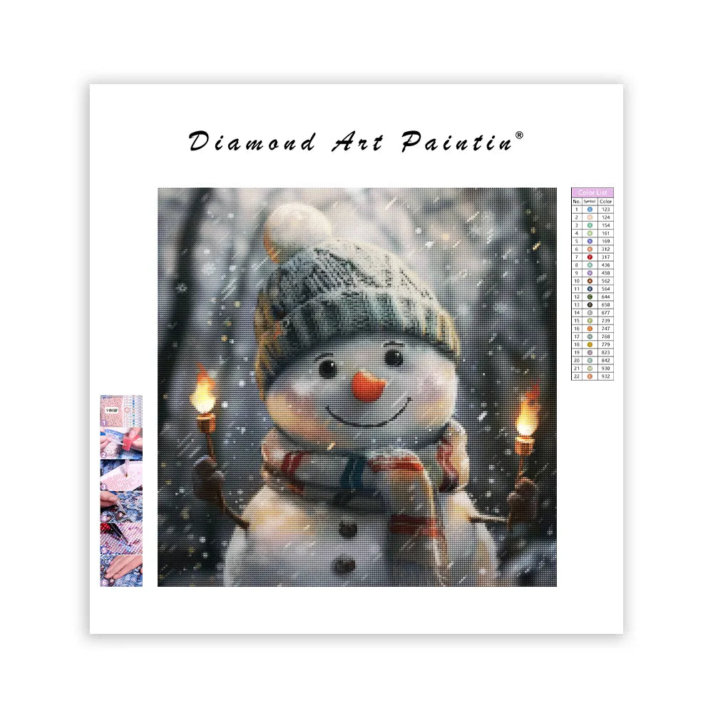Cute Snowman in Forest - Diamond Painting