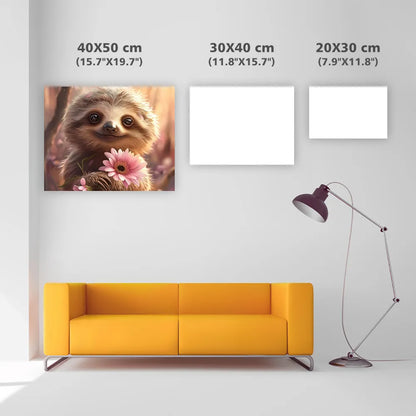 Happy Sloth with Flowers – Diamond Painting