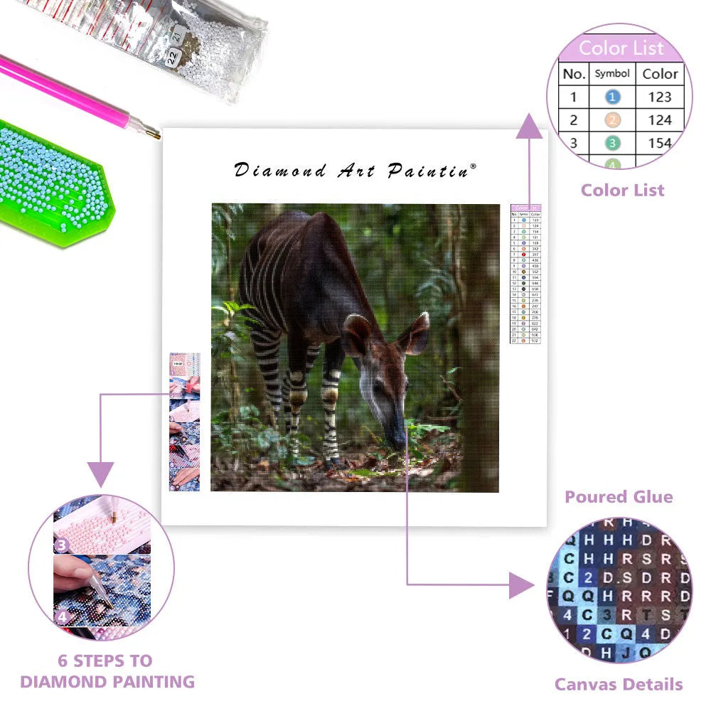 Okapi Reaching - Diamond Painting