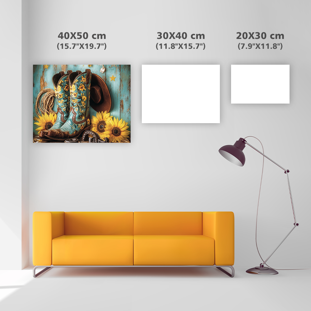 Western Cowboy Gear with Sunflowers - Diamond Painting