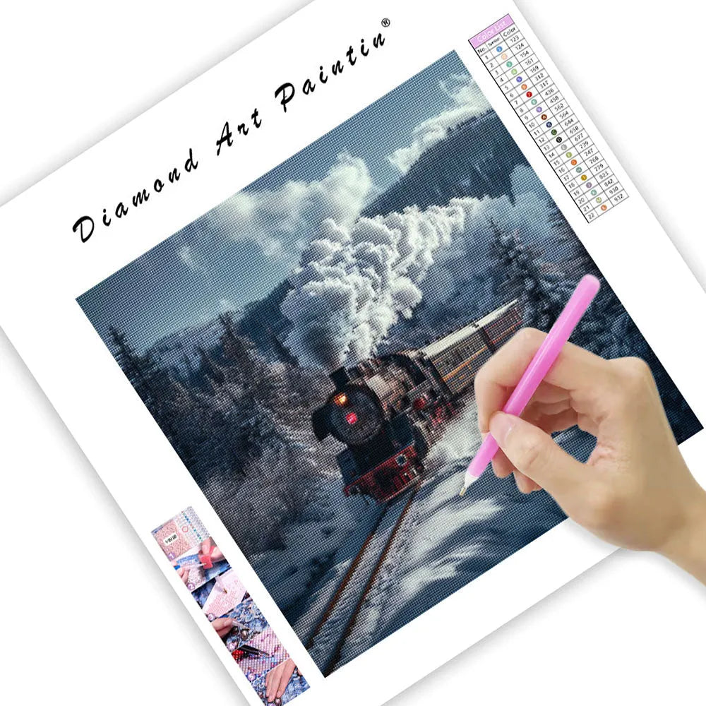 Steam Train Winter - Diamond Painting