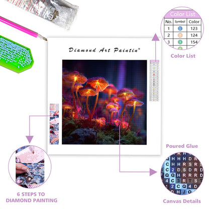 Enchanted Mushroom Micro-Forest - Diamond Painting