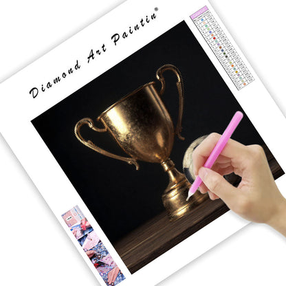 Golden Trophy and Ball - Diamond Painting