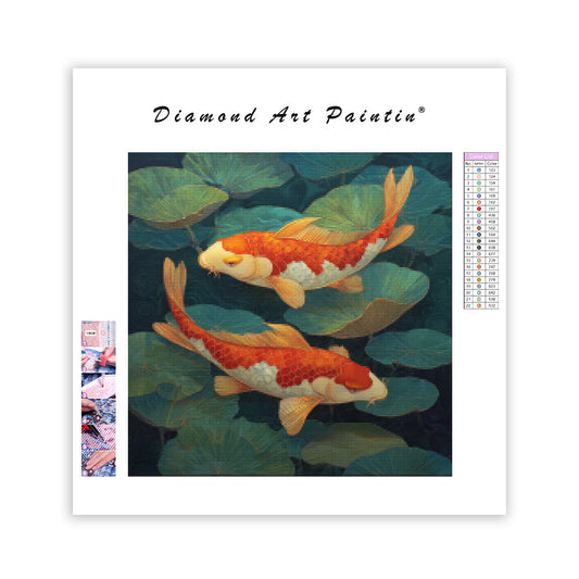 Koi in Lily Pond Art - Diamond Painting