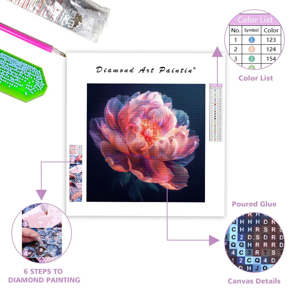 Peony Glow - Diamond Painting