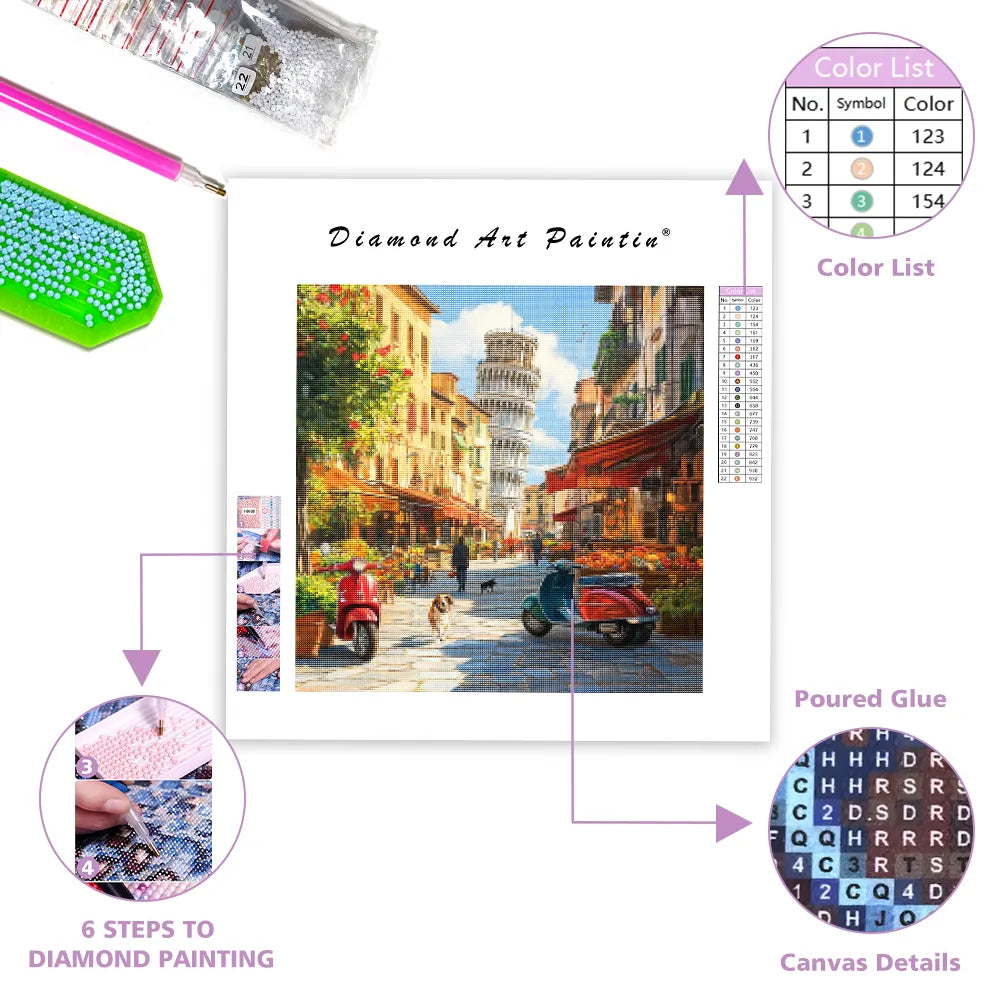 Picturesque Italian Street Scene - Diamond Painting