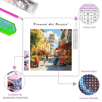 Picturesque Italian Street Scene - Diamond Painting