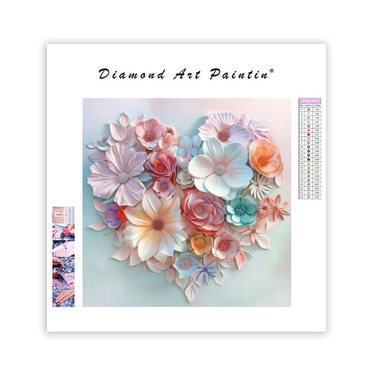 Floral Heart Love - Diamond Painting