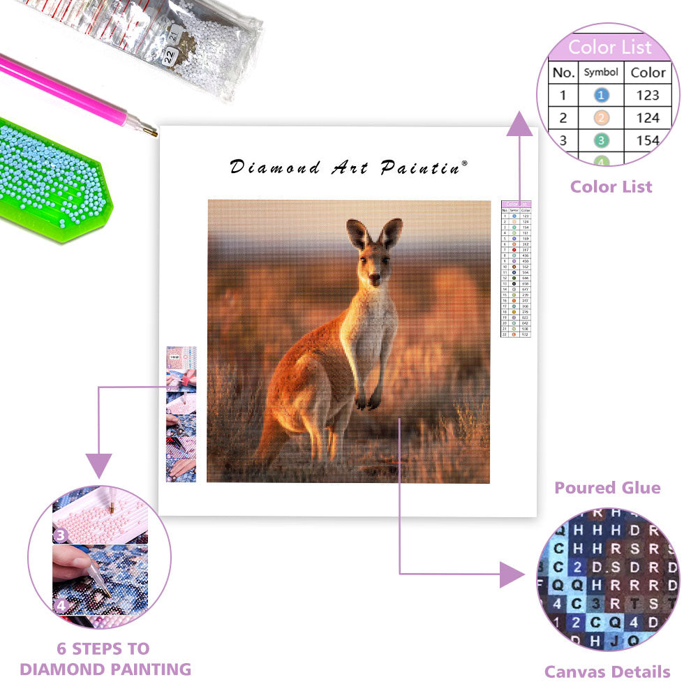 Red Kangaroo Standing - Diamond Painting