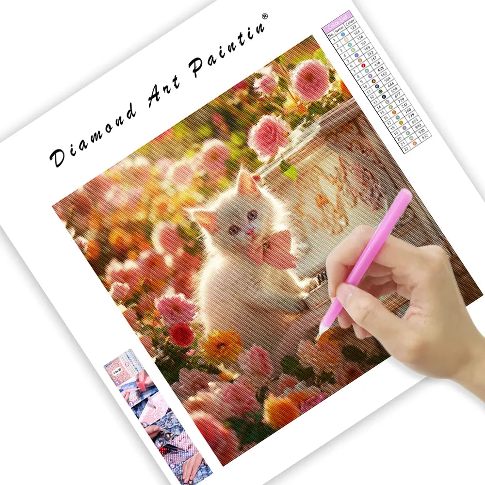 Rose Piano Kitten - Diamond Painting