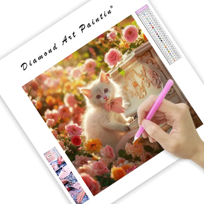 Rose Piano Kitten - Diamond Painting
