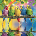 Rainbow Parrots - Diamond Painting
