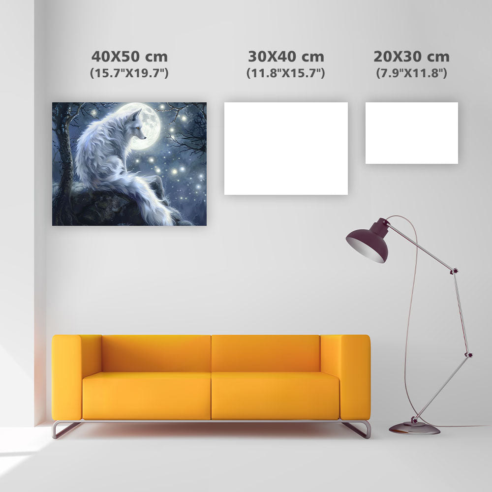 Spirit Fox Watching Moon - Diamond Painting