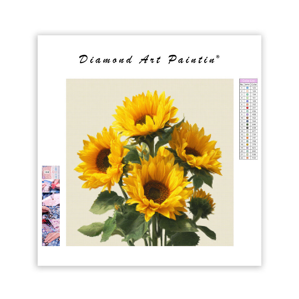 Yellow Sunflower Bouquet - Diamond Painting