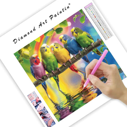 Rainbow Parrots - Diamond Painting