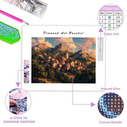 Glimpse of a Mountain Village - Diamond Painting