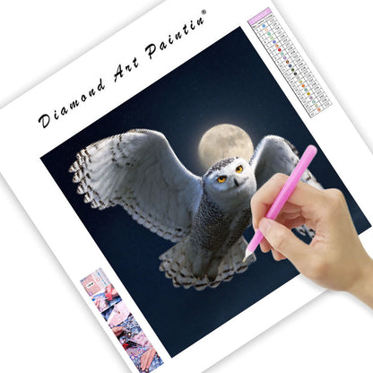 Snowy Owl in Flight - Diamond Painting