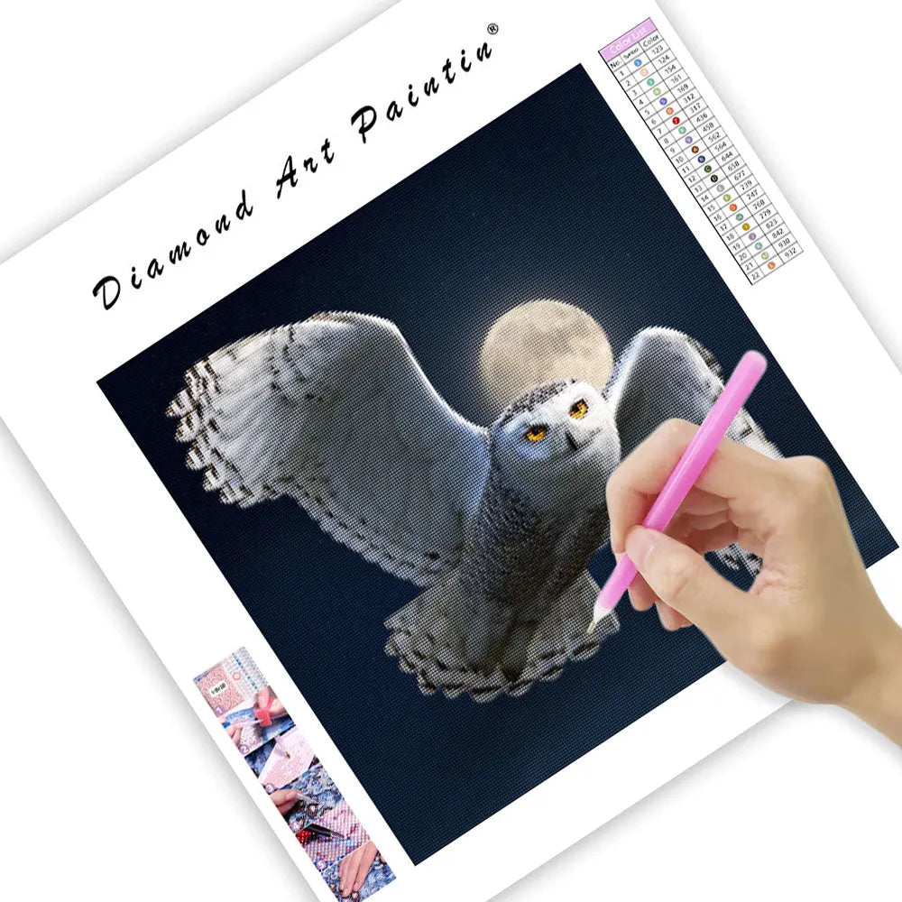 Snowy Owl in Flight - Diamond Painting