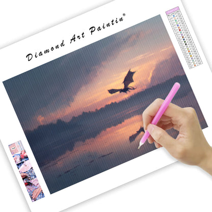 Dragon Over Lake - Diamond Painting
