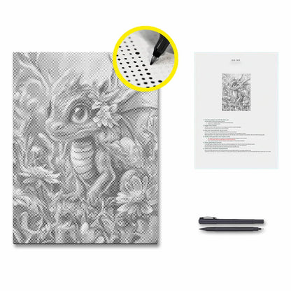 Colorful Dragon Amidst Blossoms - Dot Painting
