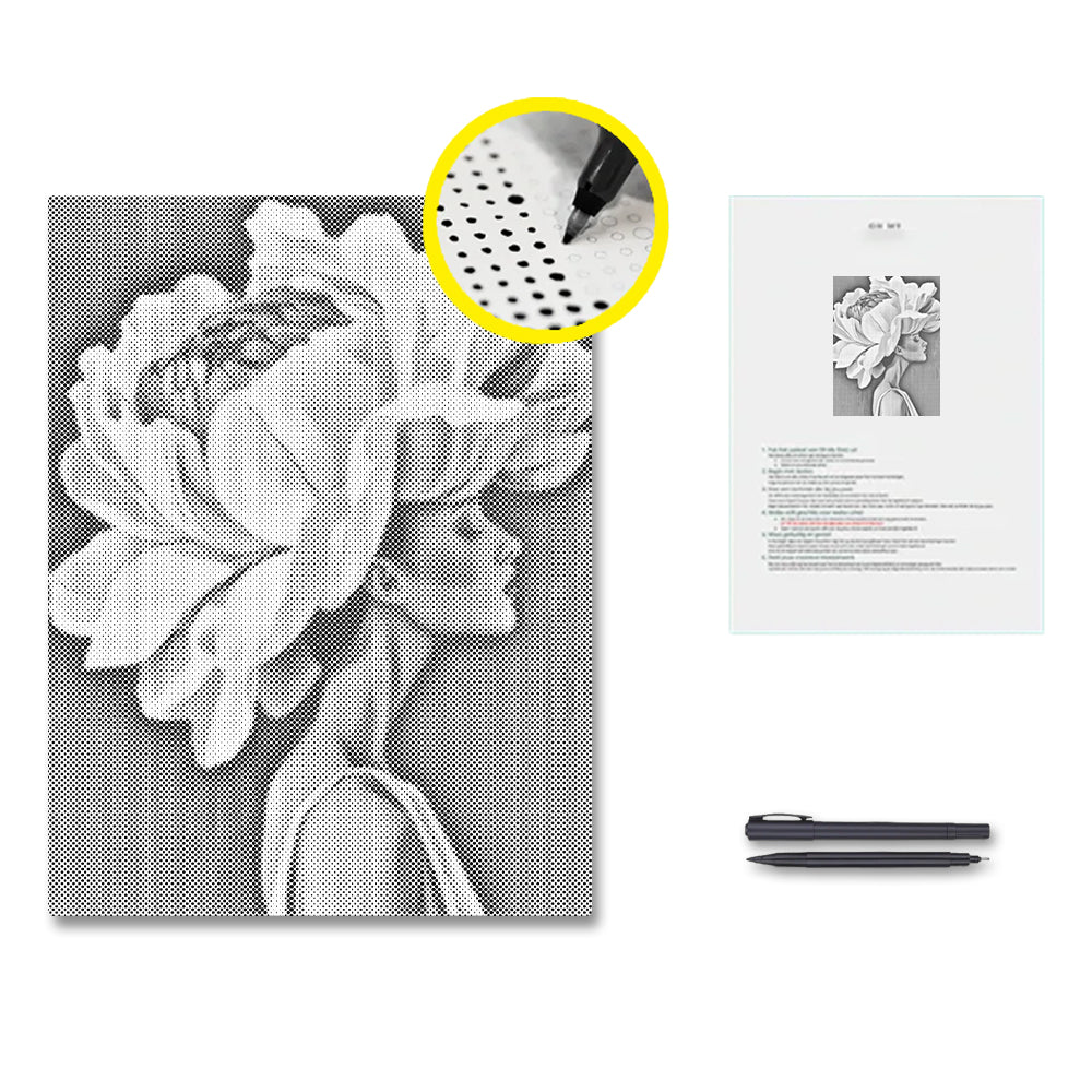 Flower & Woman - Dot Painting