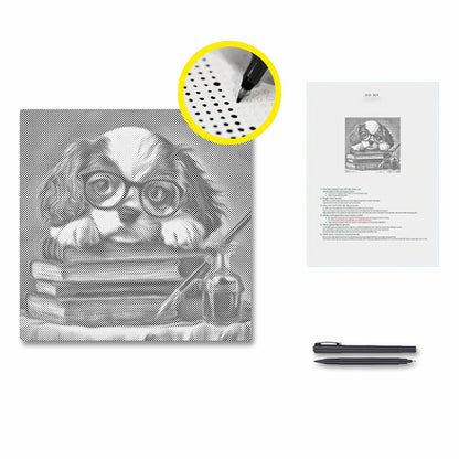 Bookish Puppy Charm - Dot Painting