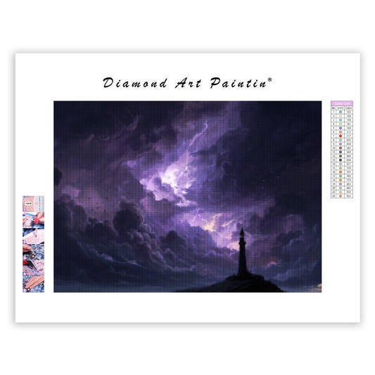 Stormy Sky Above the Wizard's Tower - Diamond Painting