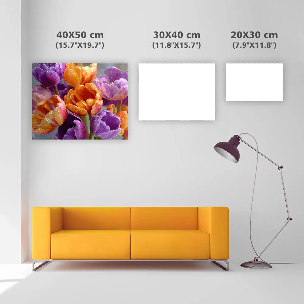 Orange and Purple Tulip Bouquet - Diamond Painting