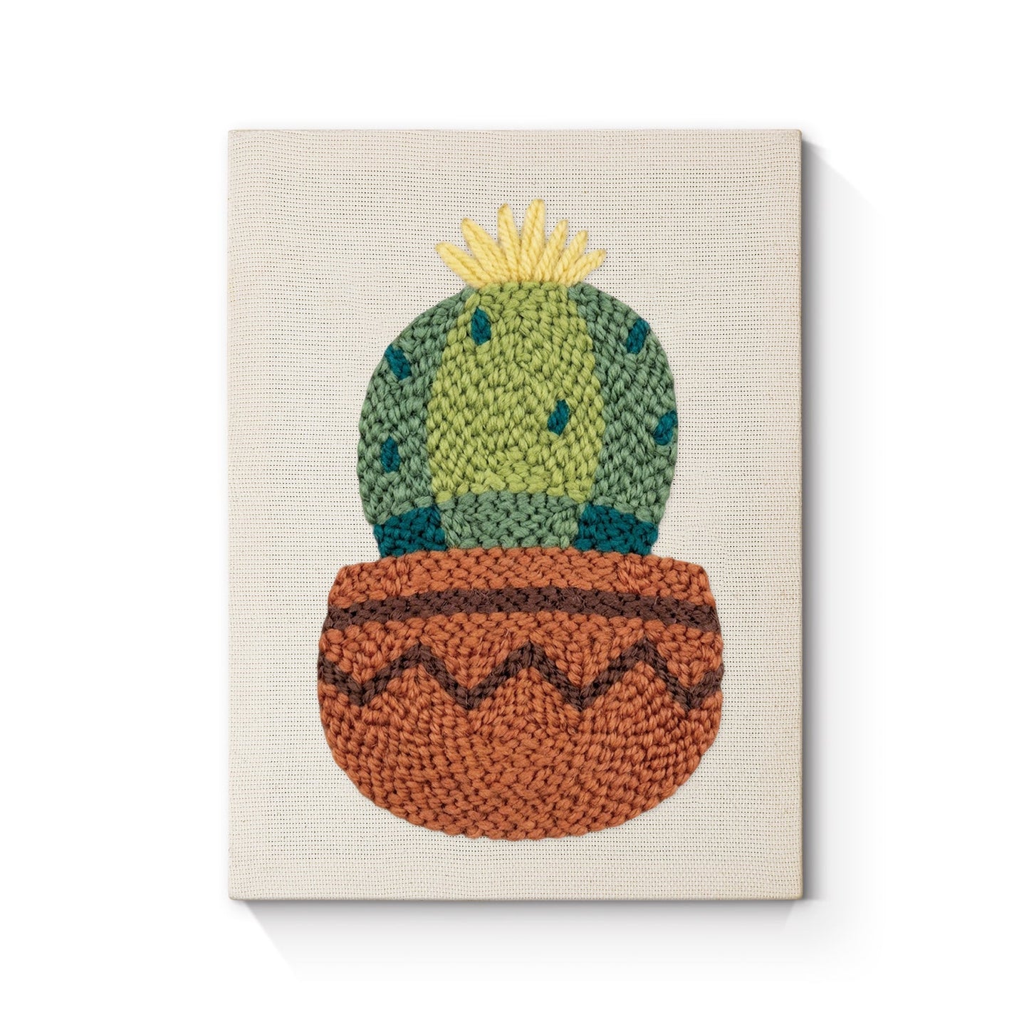 Cactus in Pot with Yellow Flowers - Punch Needle