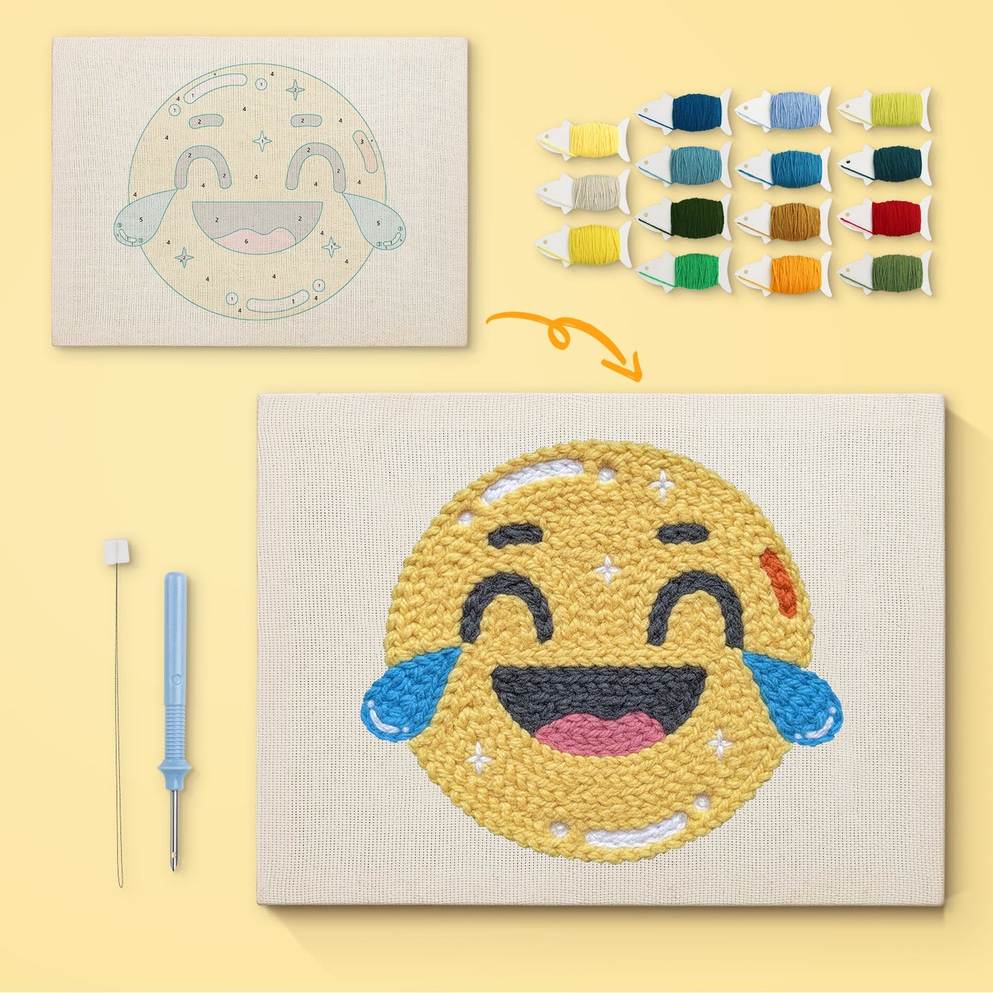 Laughing Emoji - Punch Needle