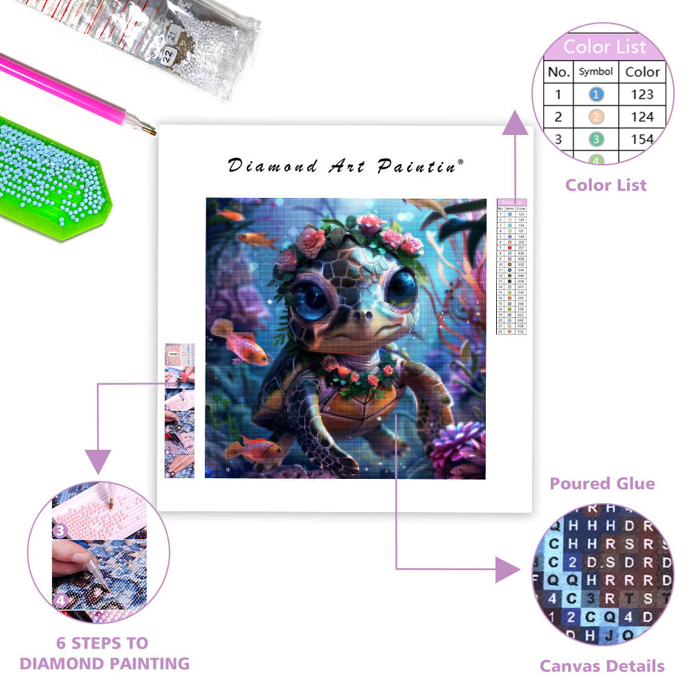 Sea Flower Baby Turtle - Diamond Painting