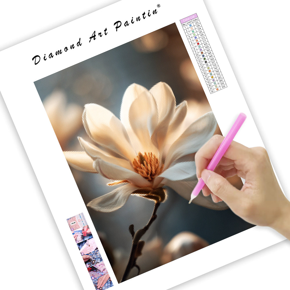 White Magnolia Soft - Diamond Painting