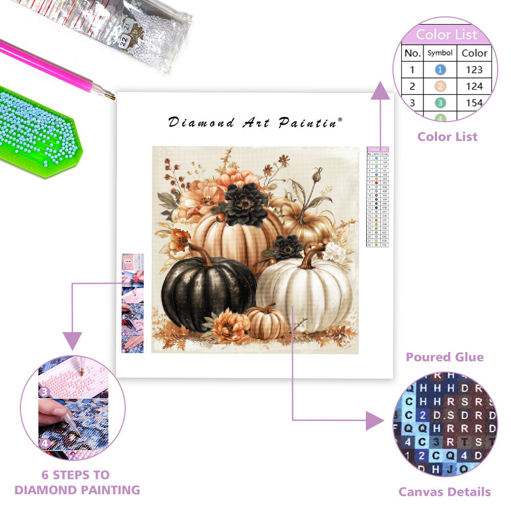 Pumpkins and Florals - Diamond Painting