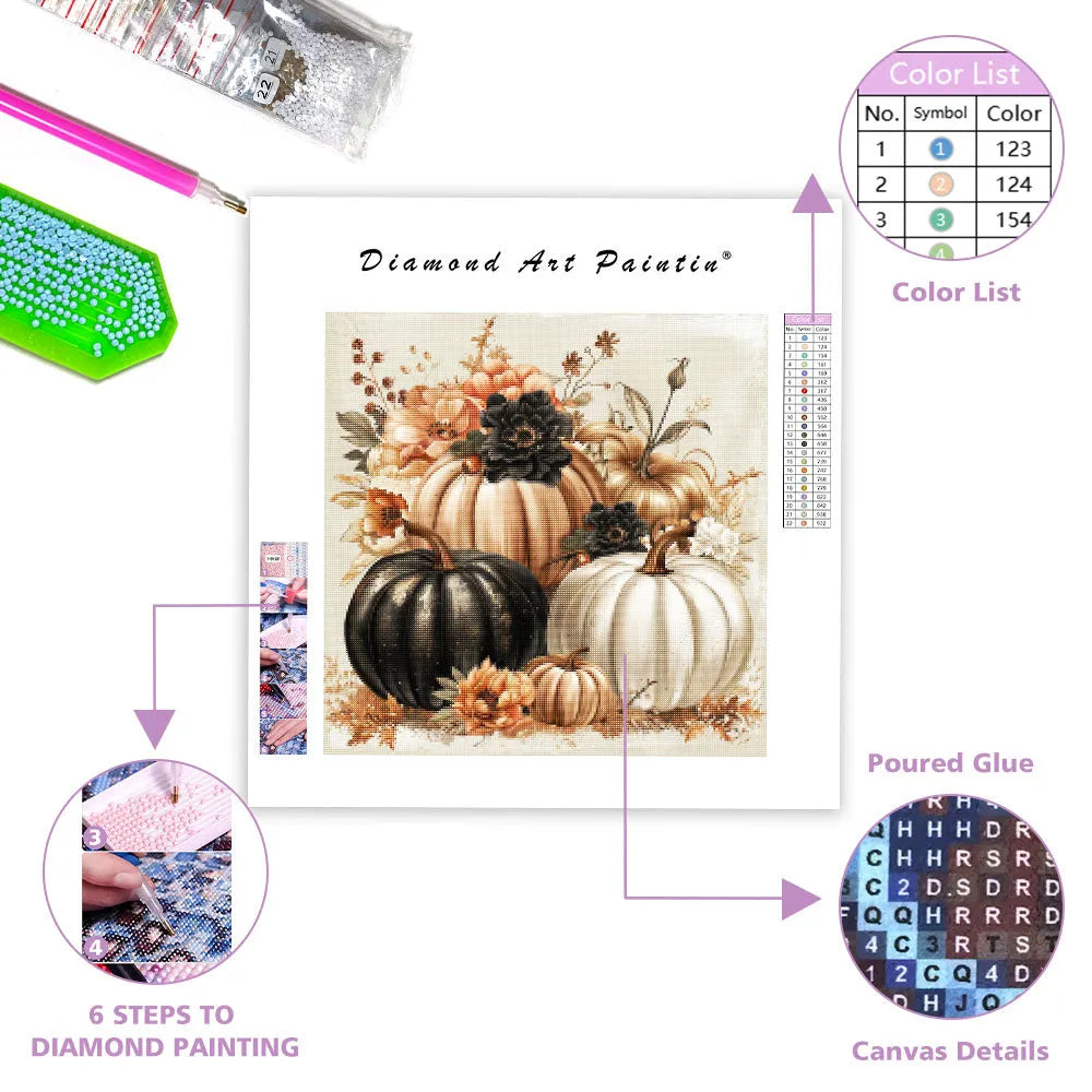 Pumpkins and Florals - Diamond Painting
