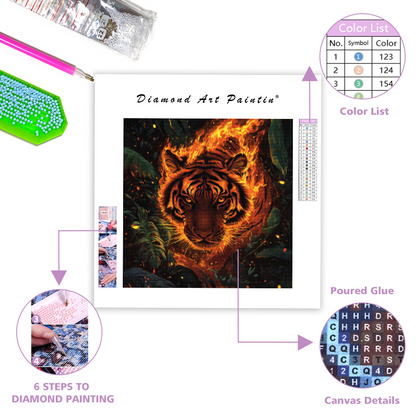 Fiery Tiger in the Jungle - Diamond Painting