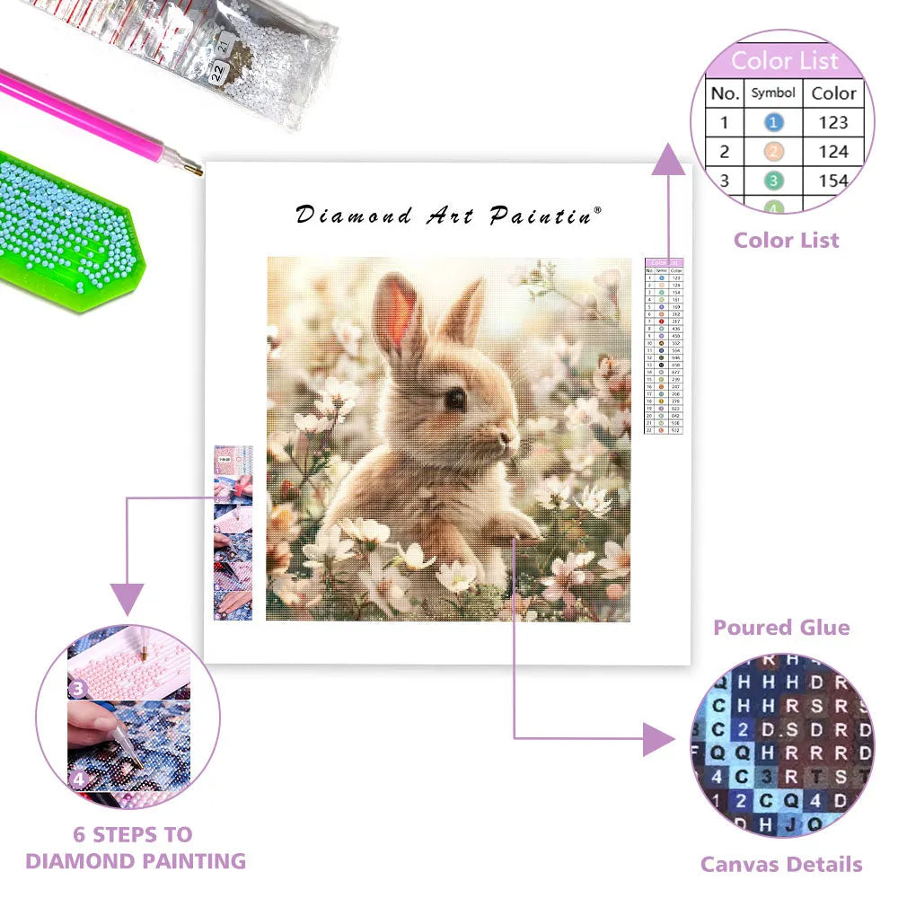 Gentle Rabbit Garden - Diamond Painting