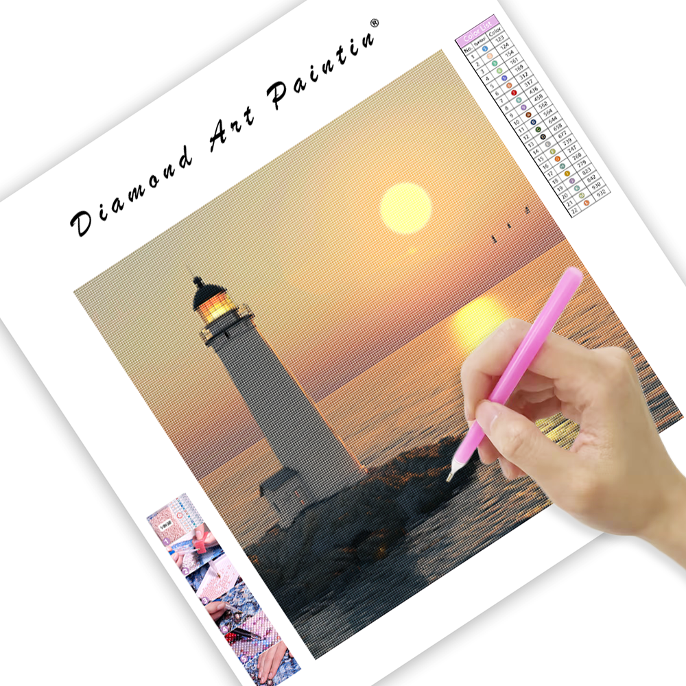 Lighthouse Sunset View - Diamond Painting