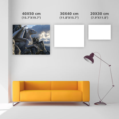 Majestic Dragon Perched on a Mountain - Diamond Painting