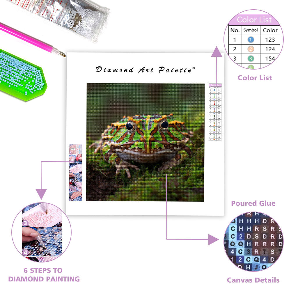Pacman Frog in Moss - Diamond Painting