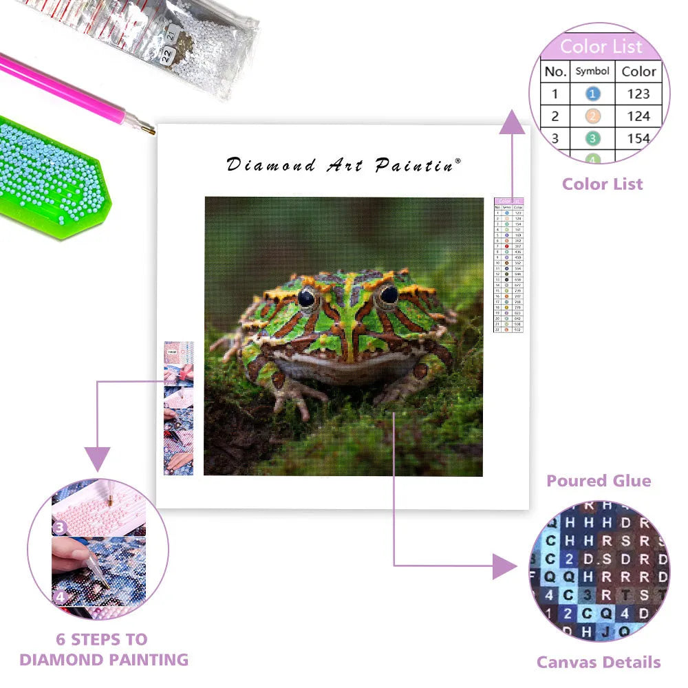 Pacman Frog in Moss - Diamond Painting
