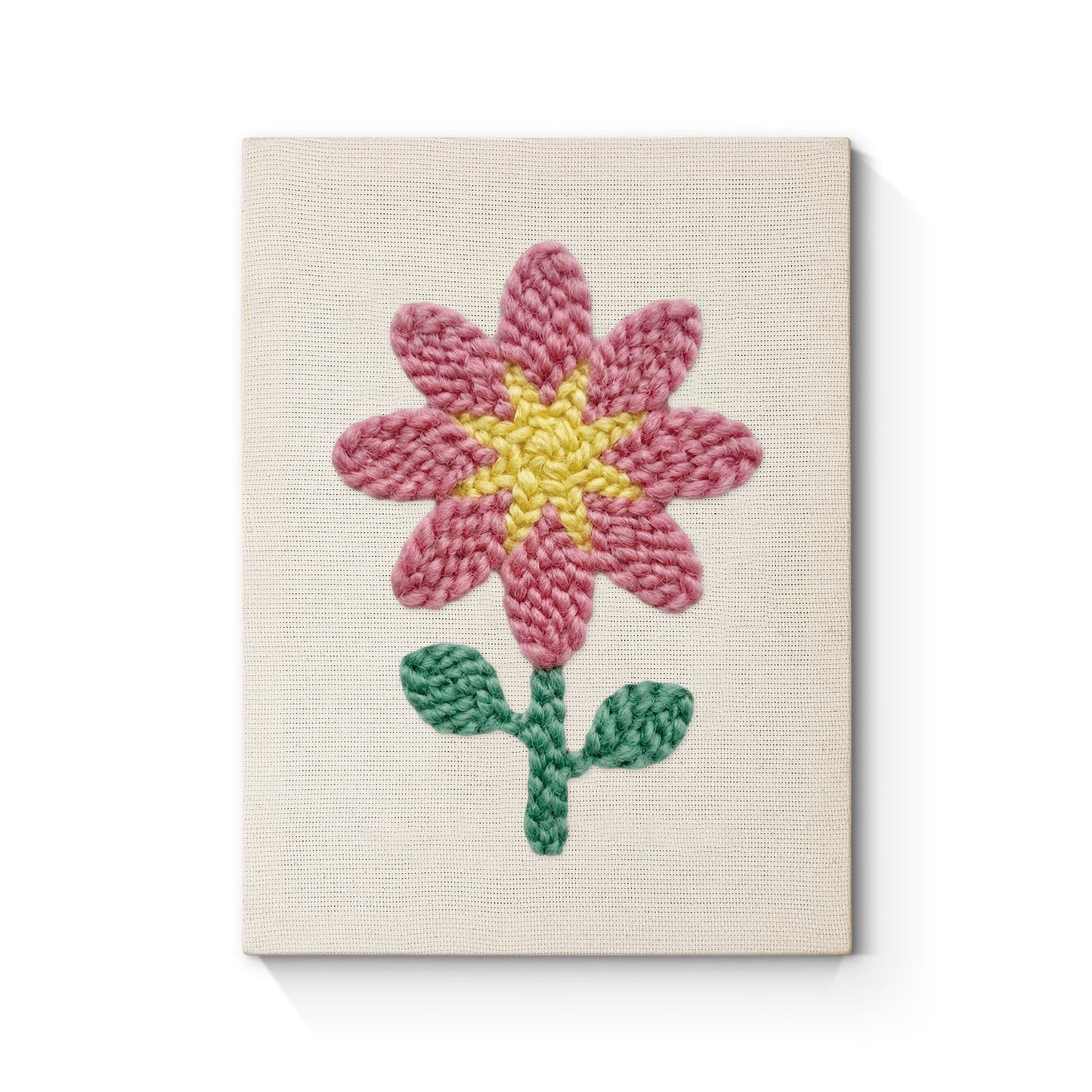 Pink Flower with Yellow Center - Punch Needle