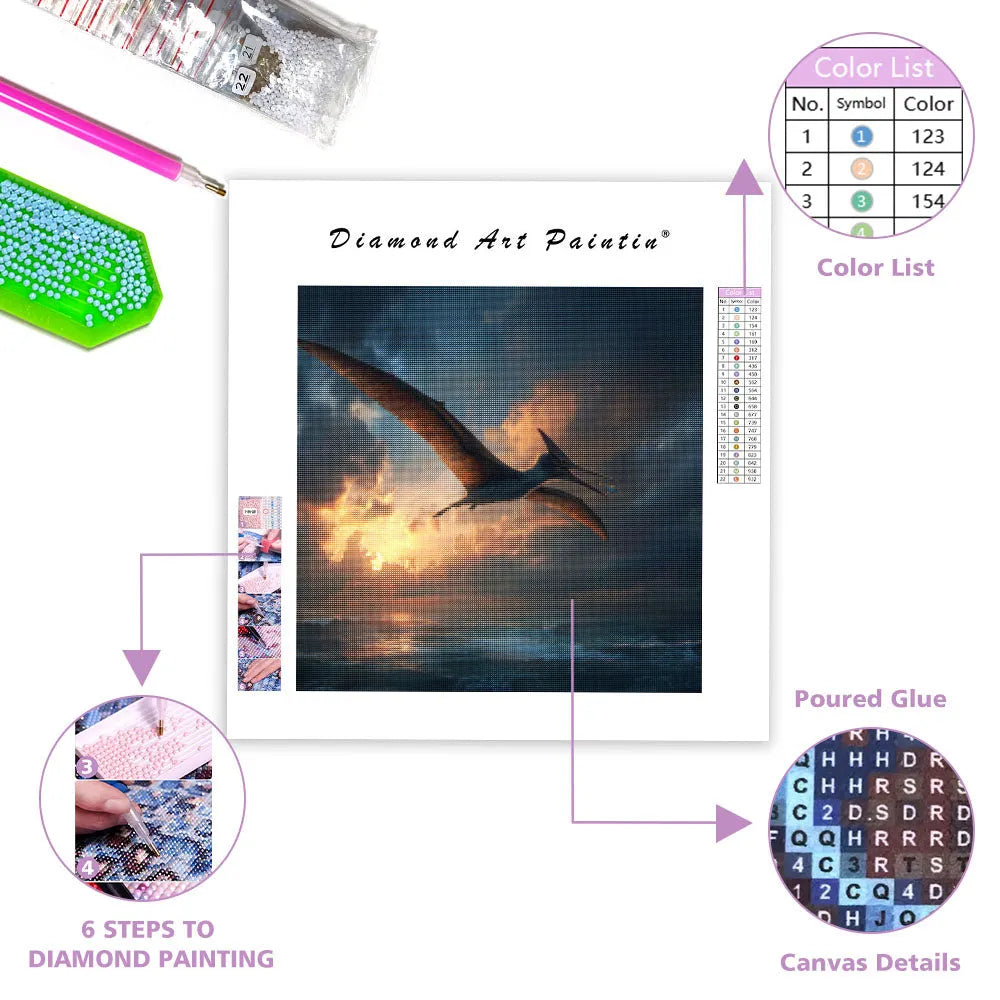 Pteranodon Over Ocean - Diamond Painting