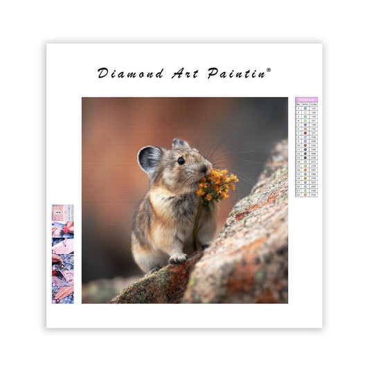 Pika with Flower - Diamond Painting