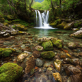 Clear Waterfall and Moss - Diamond Painting