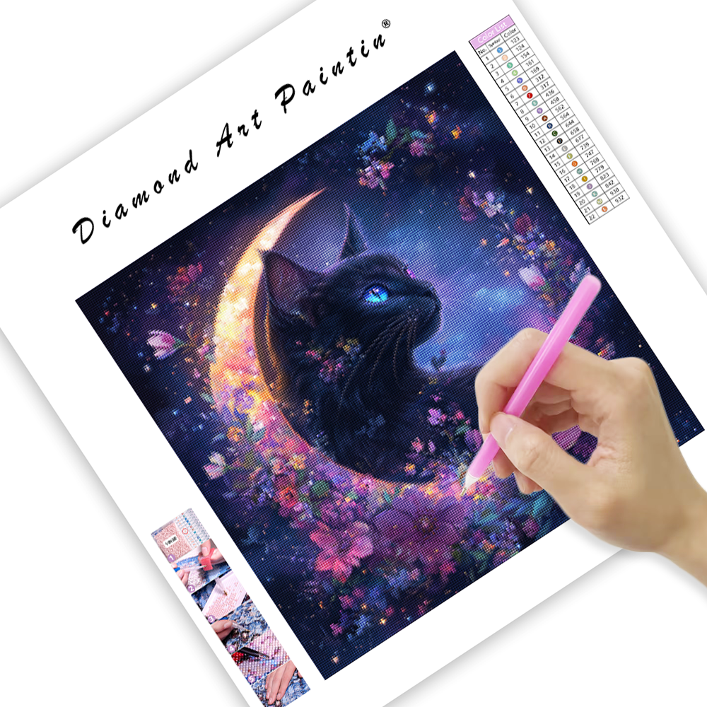 Enchanted Cat and Moon - Diamond Painting
