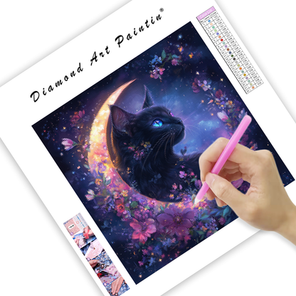Enchanted Cat and Moon - Diamond Painting