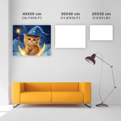 Magical Kitten on Moon - Diamond Painting