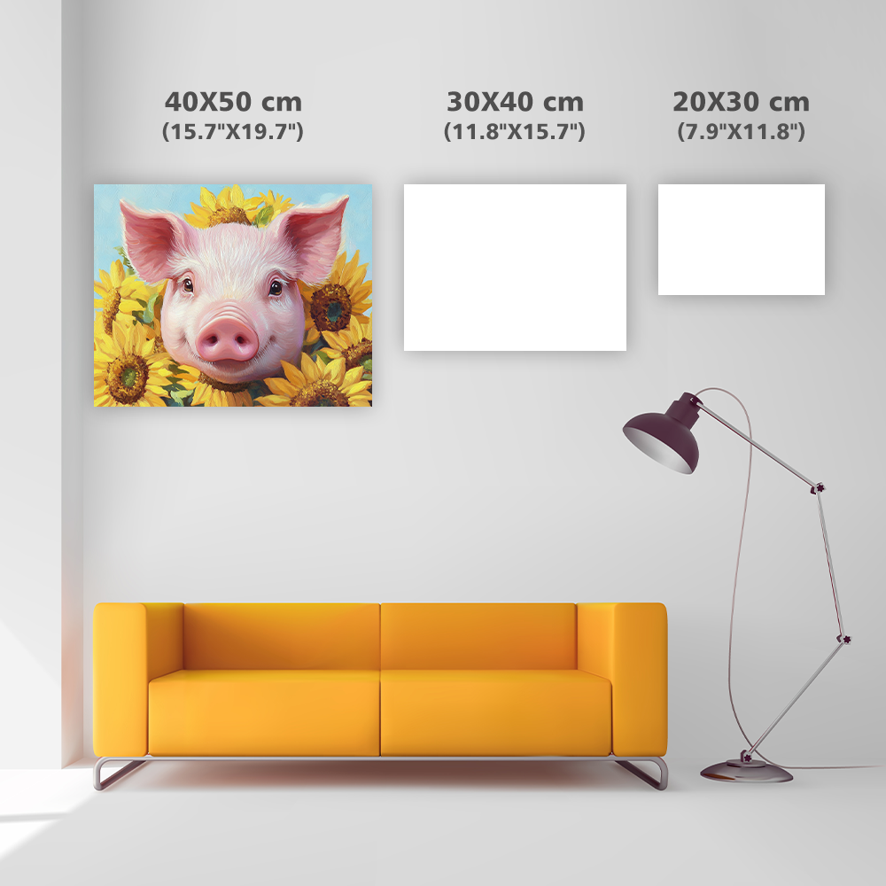 Pig in Sunflowers - Diamond Painting